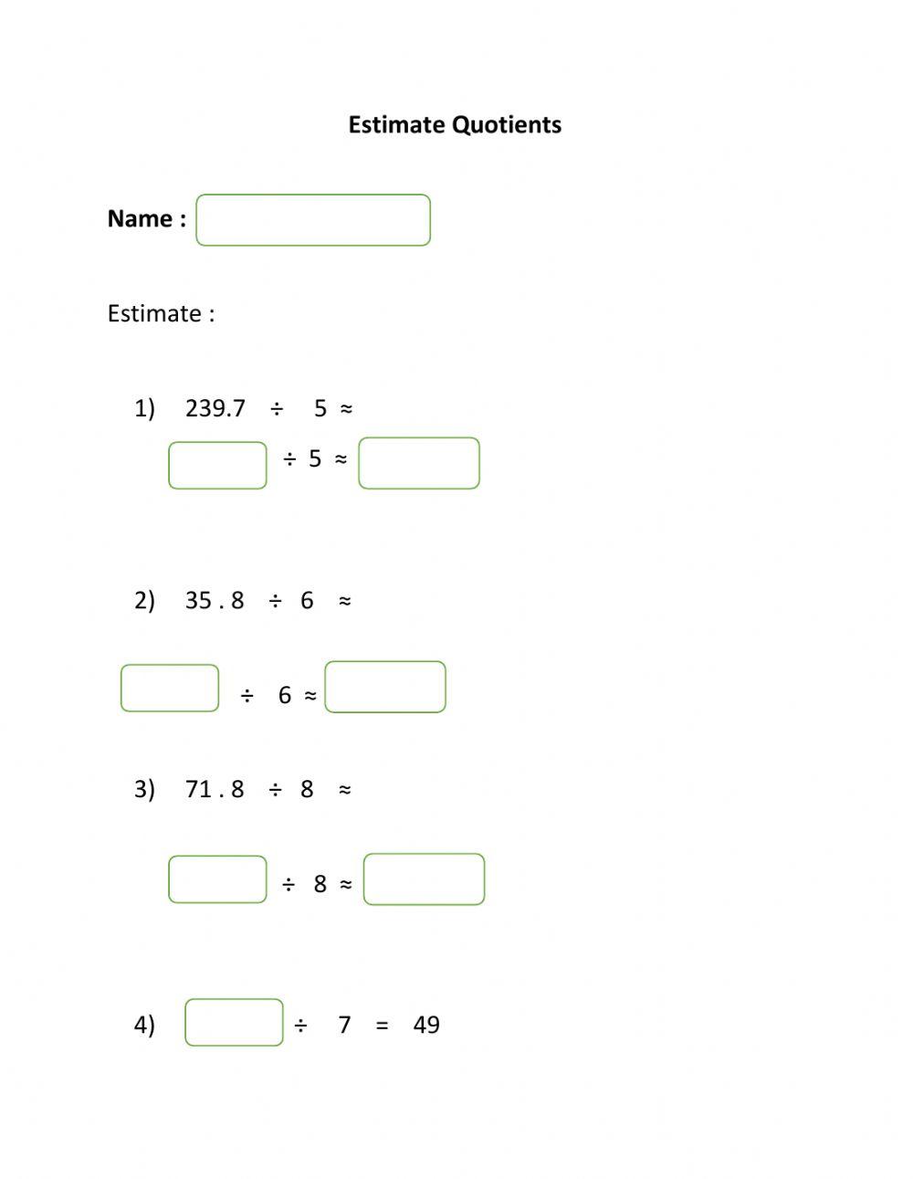 Estimate quotients