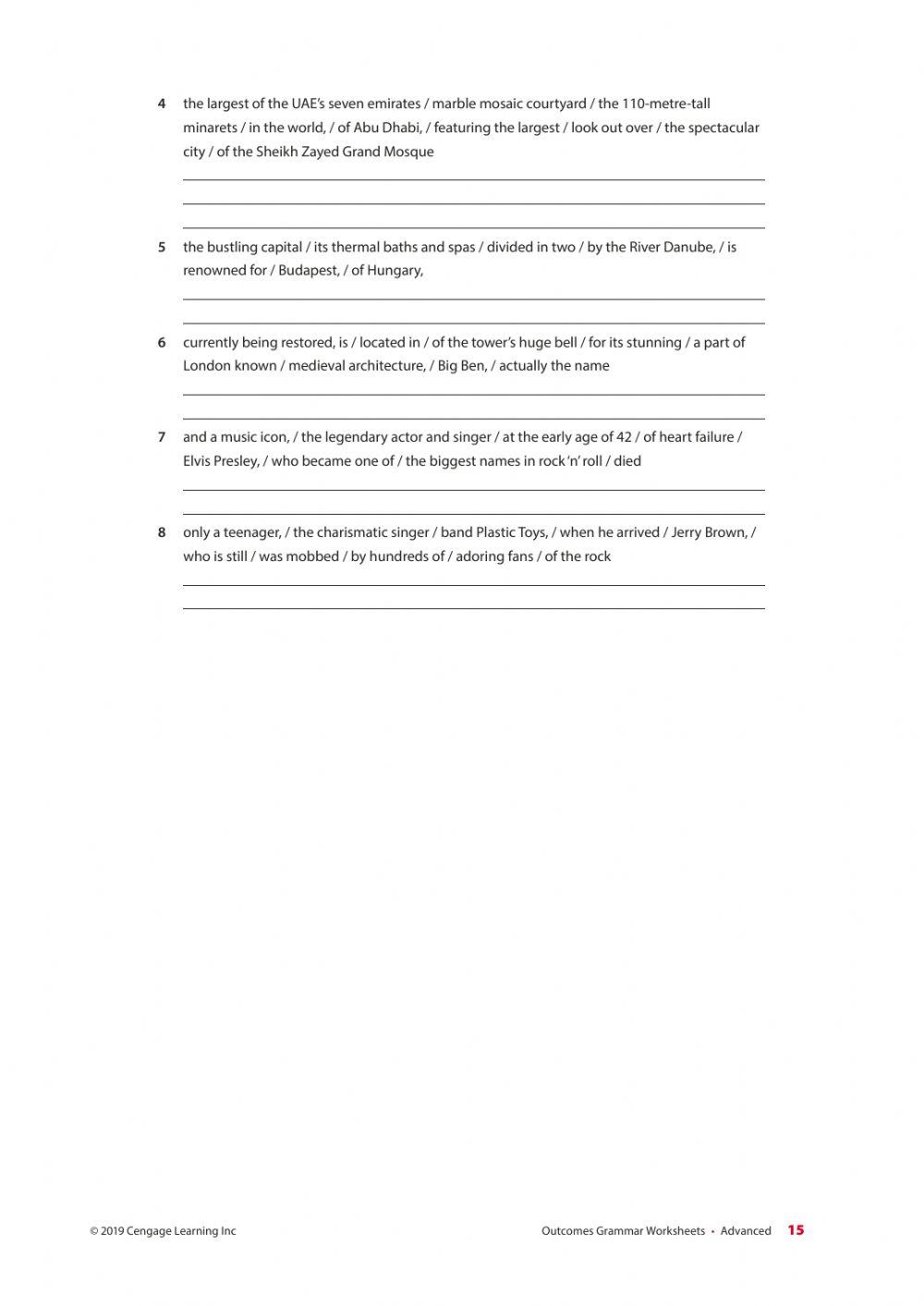 Outcomes Adv. U5 grammar worksheet