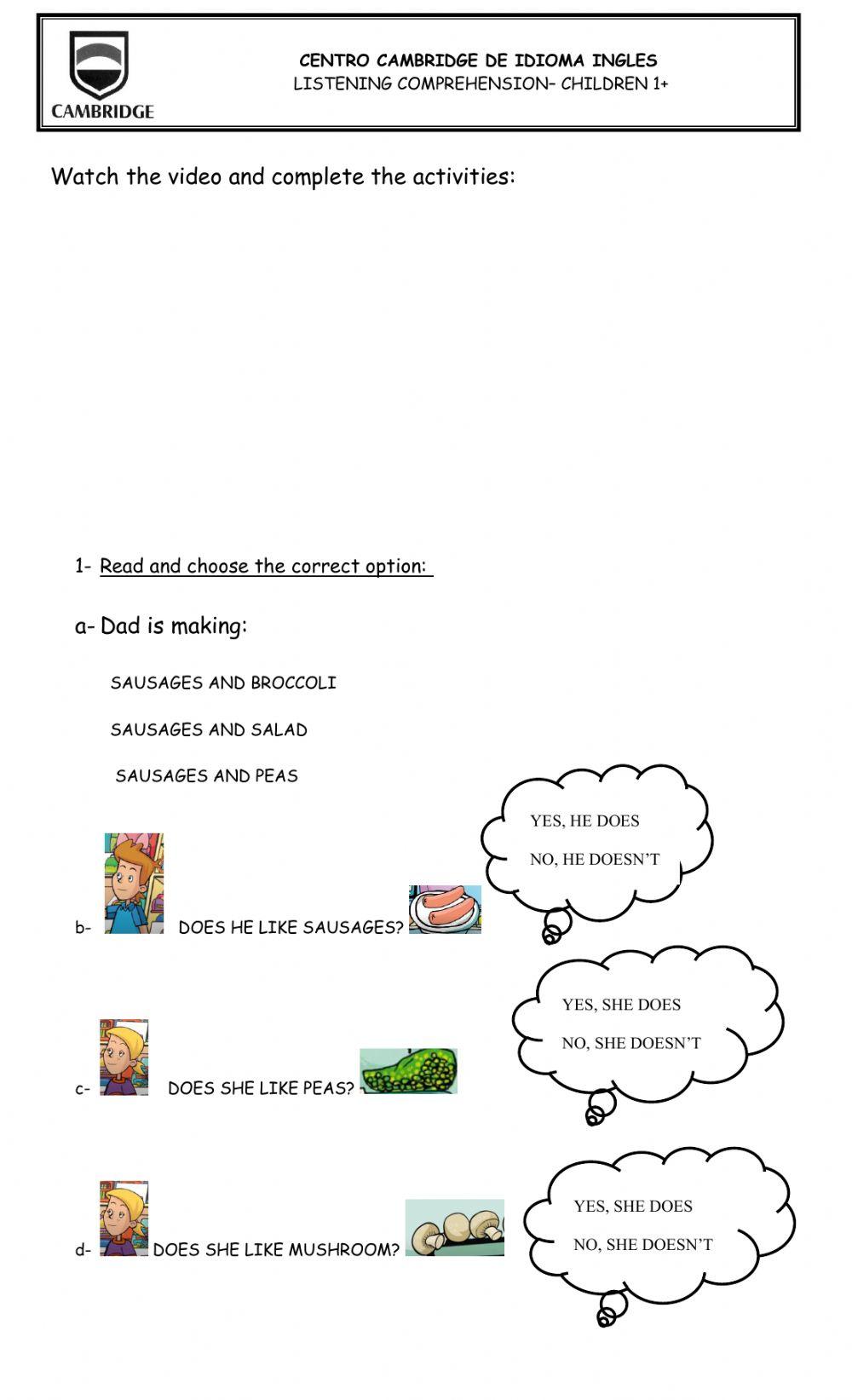 Listening children 1+ - task 2