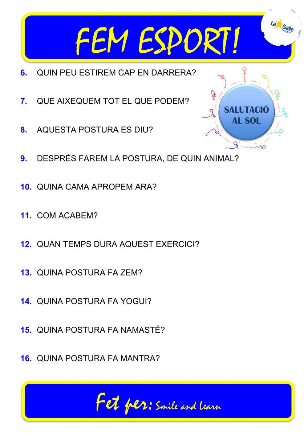 Fem Esport....Taula d'Exercici (SALUDO AL SOL)