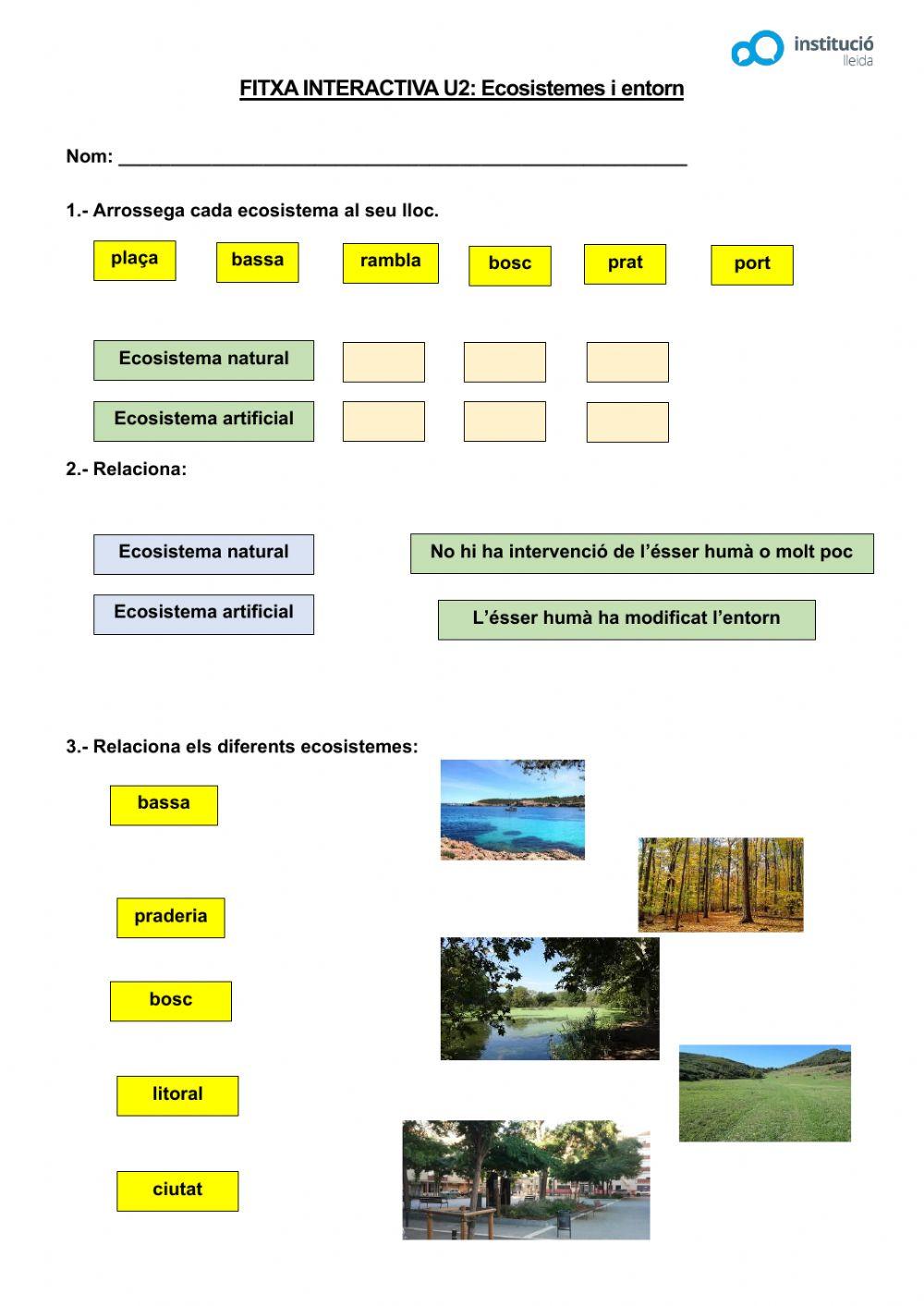 Ecosistemes i entorn Ecosistemes i entorn