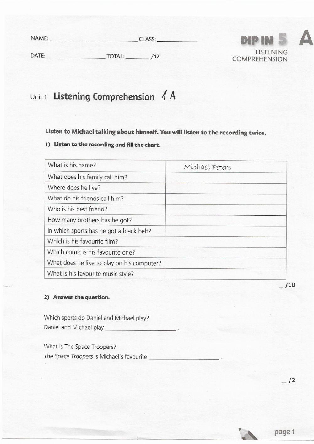 DI5 1.3 Listening Comprehension 1- Unit 1- A