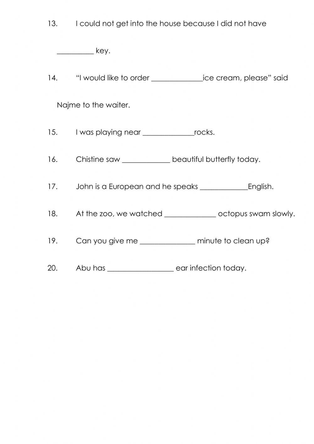 Grammar - Articles Year 6