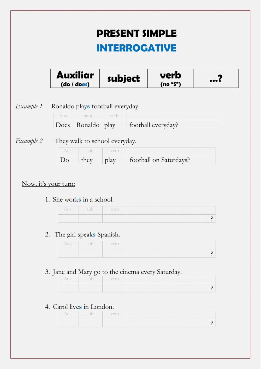 Present simple - Interrogative