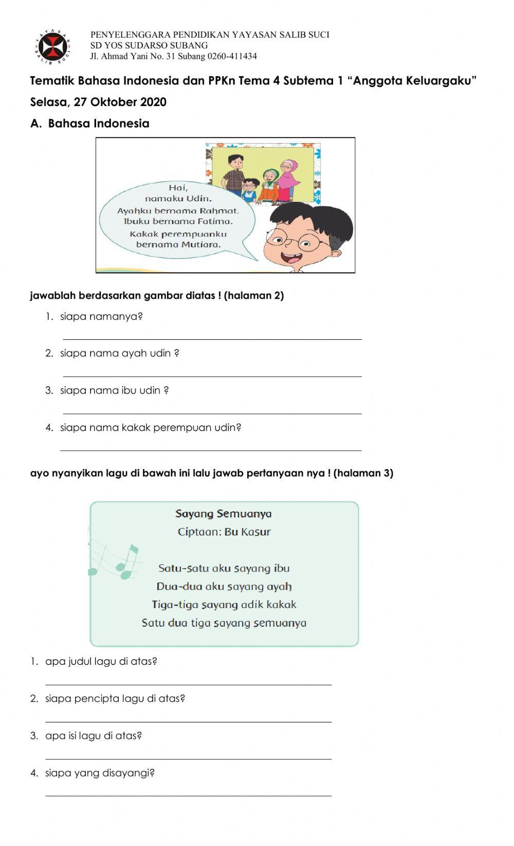 Menjawab Pertanyaan Bacaan Keluargaku