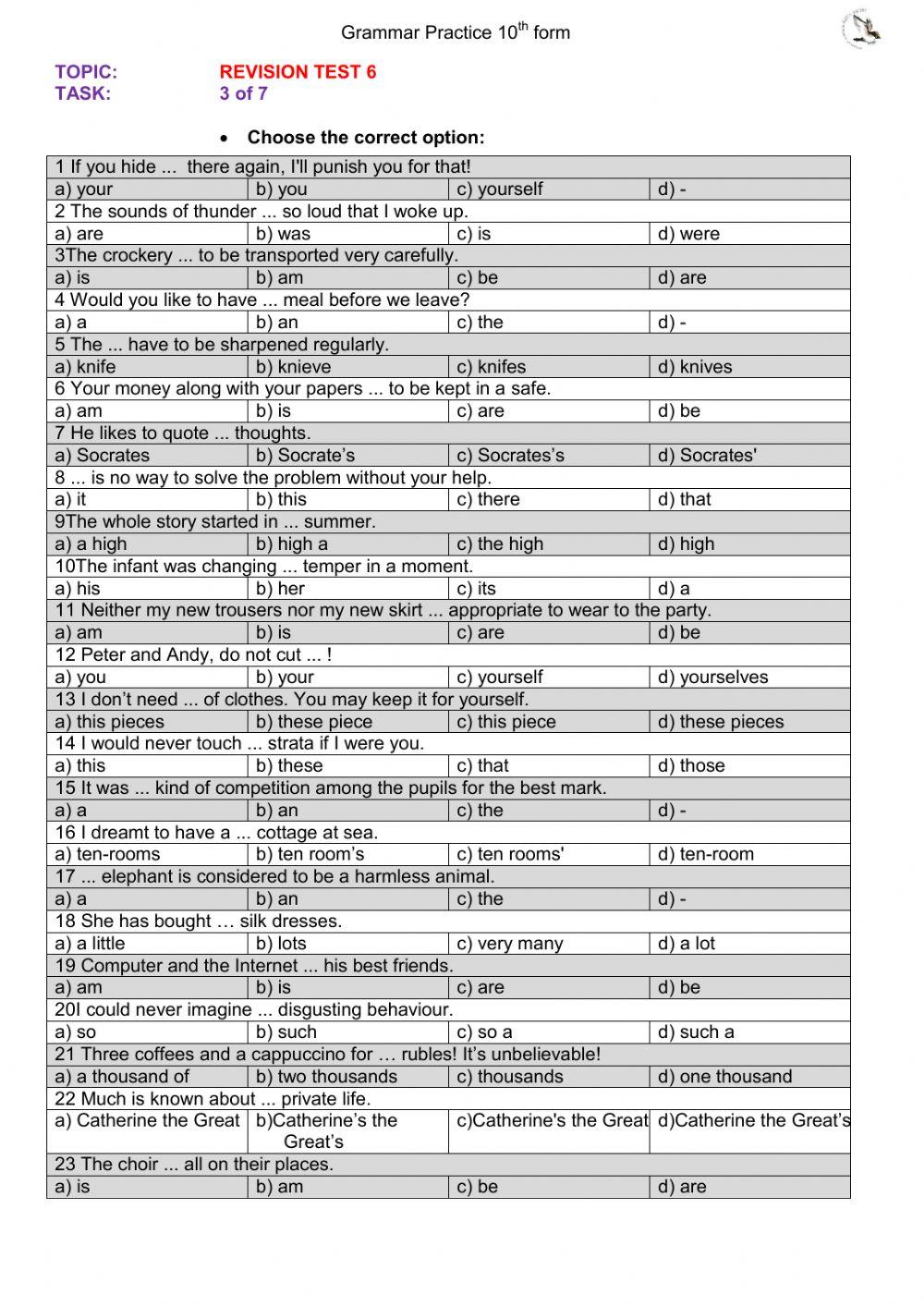 Revision Test 6 task 3