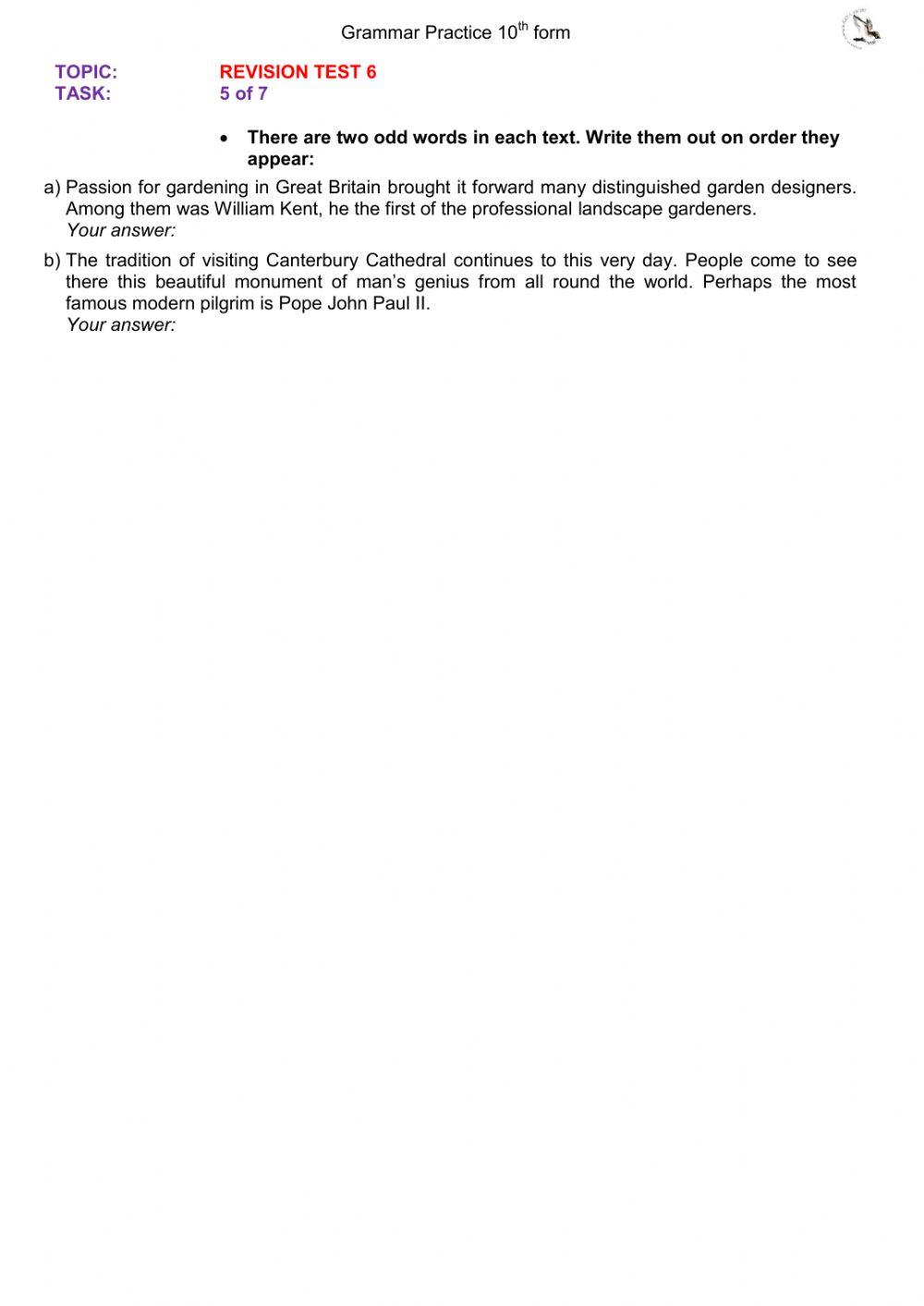 Revision Test 6 task 5