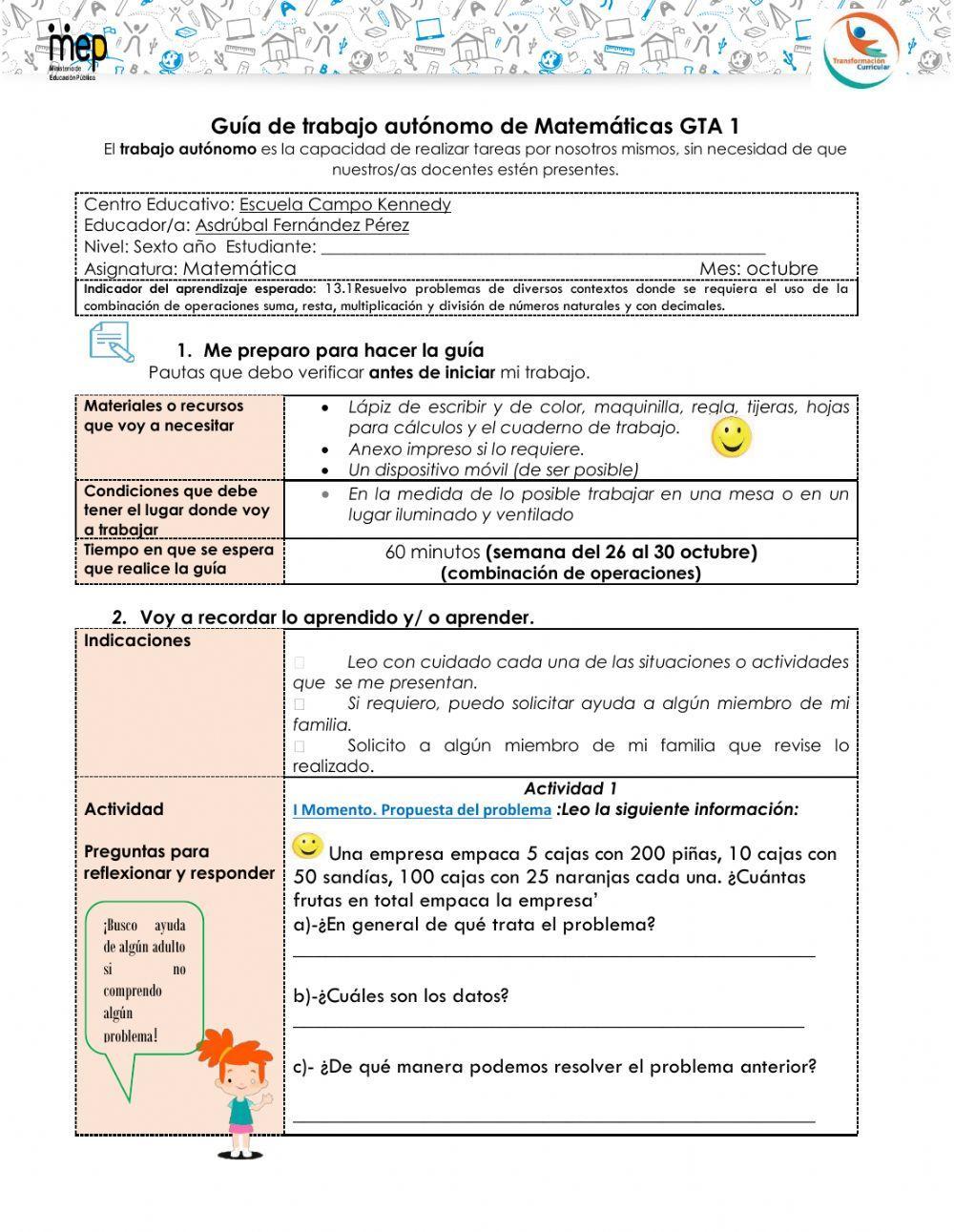 GTA 1 matemáticas octubre final