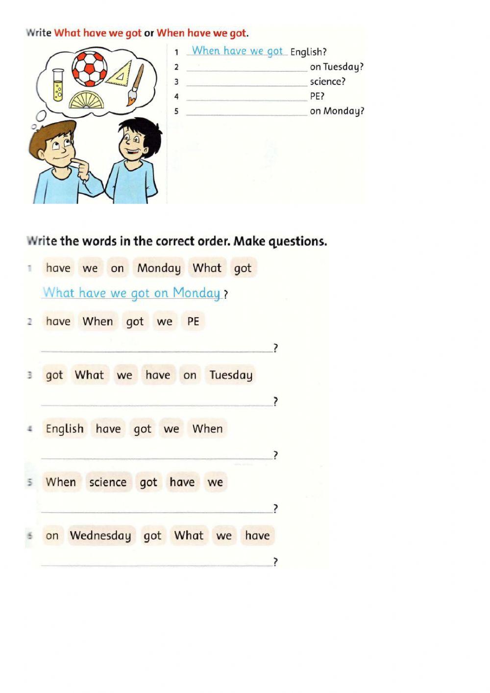Family and Friends 2 Unit 5 Subjects When and What