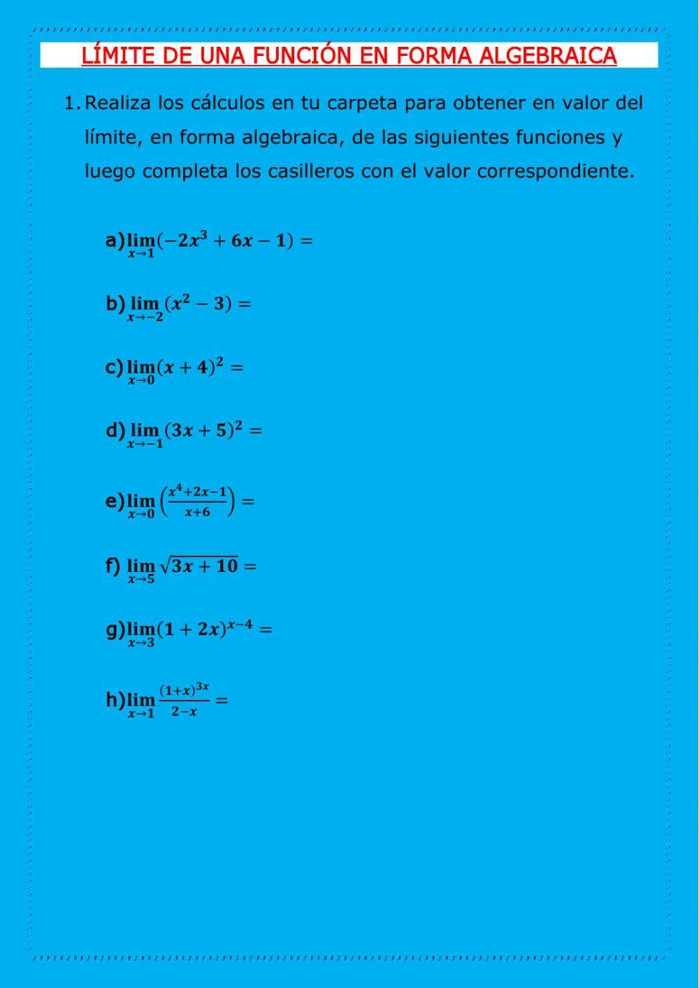 Limite en forma algebraica