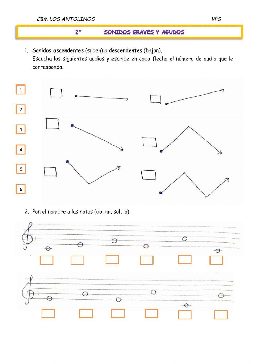 2º Sonidos agudos-graves Ascendentes-descendentes