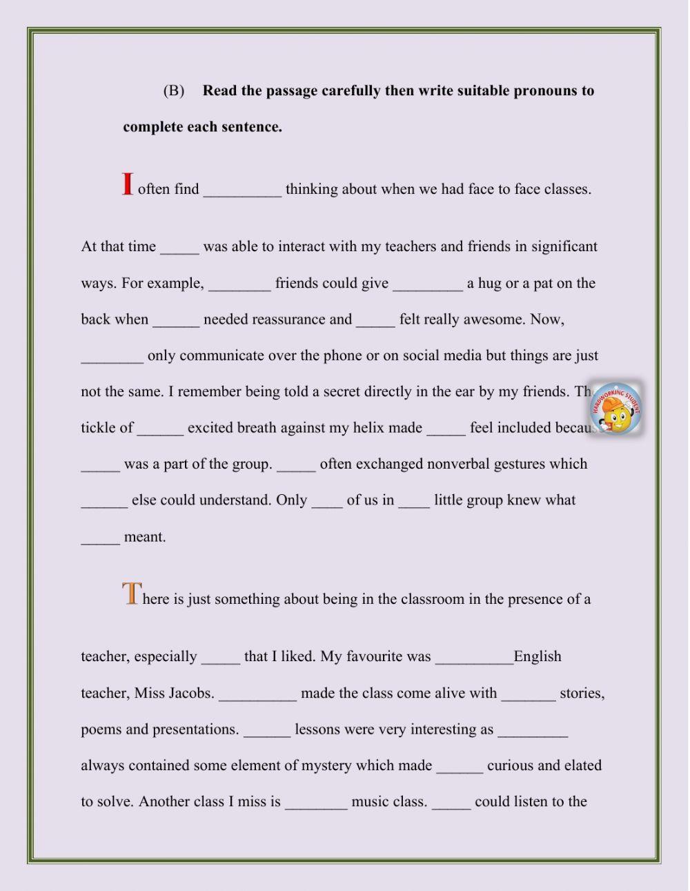 Nouns and Pronouns Worksheet