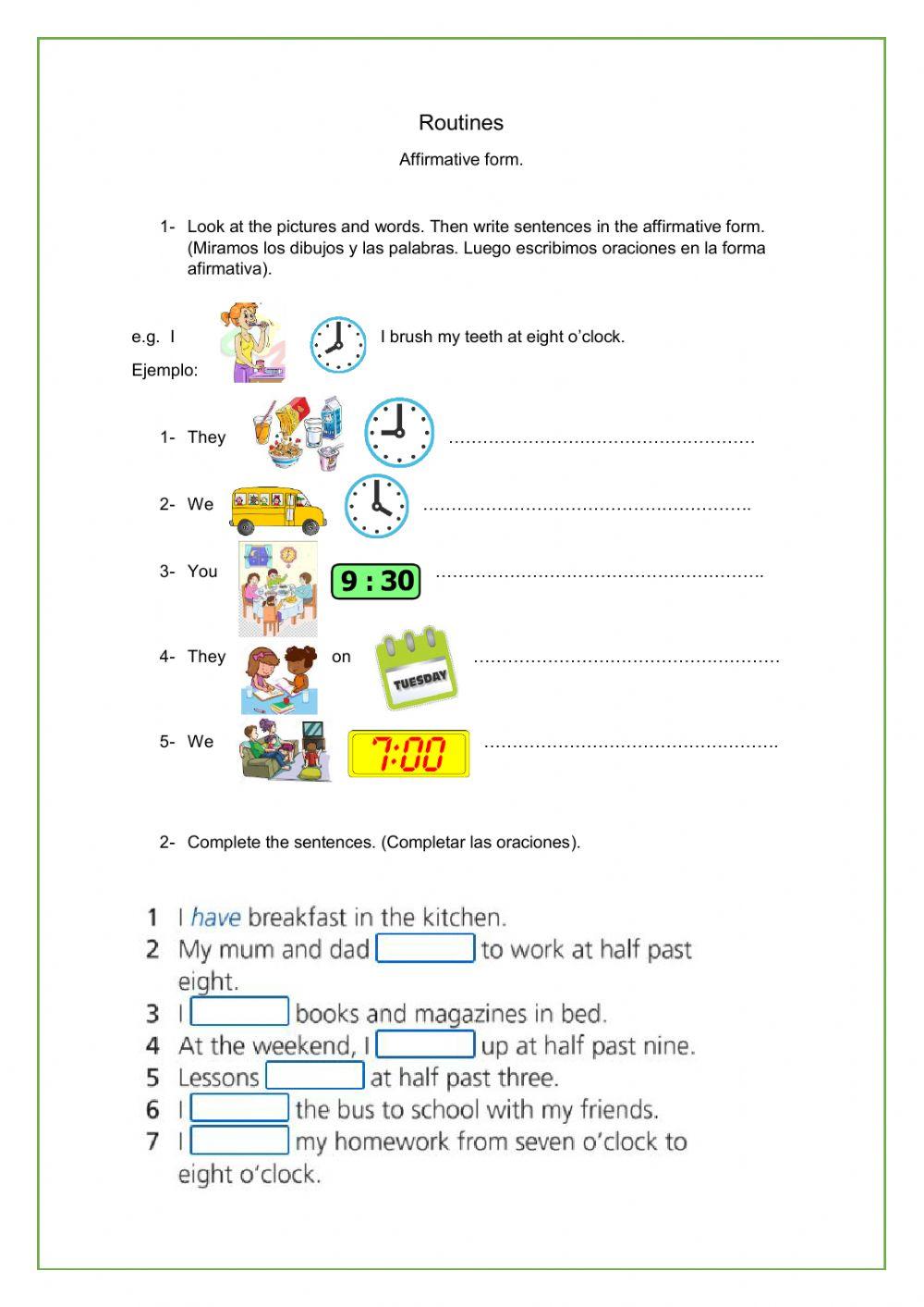 Routines affirmative form