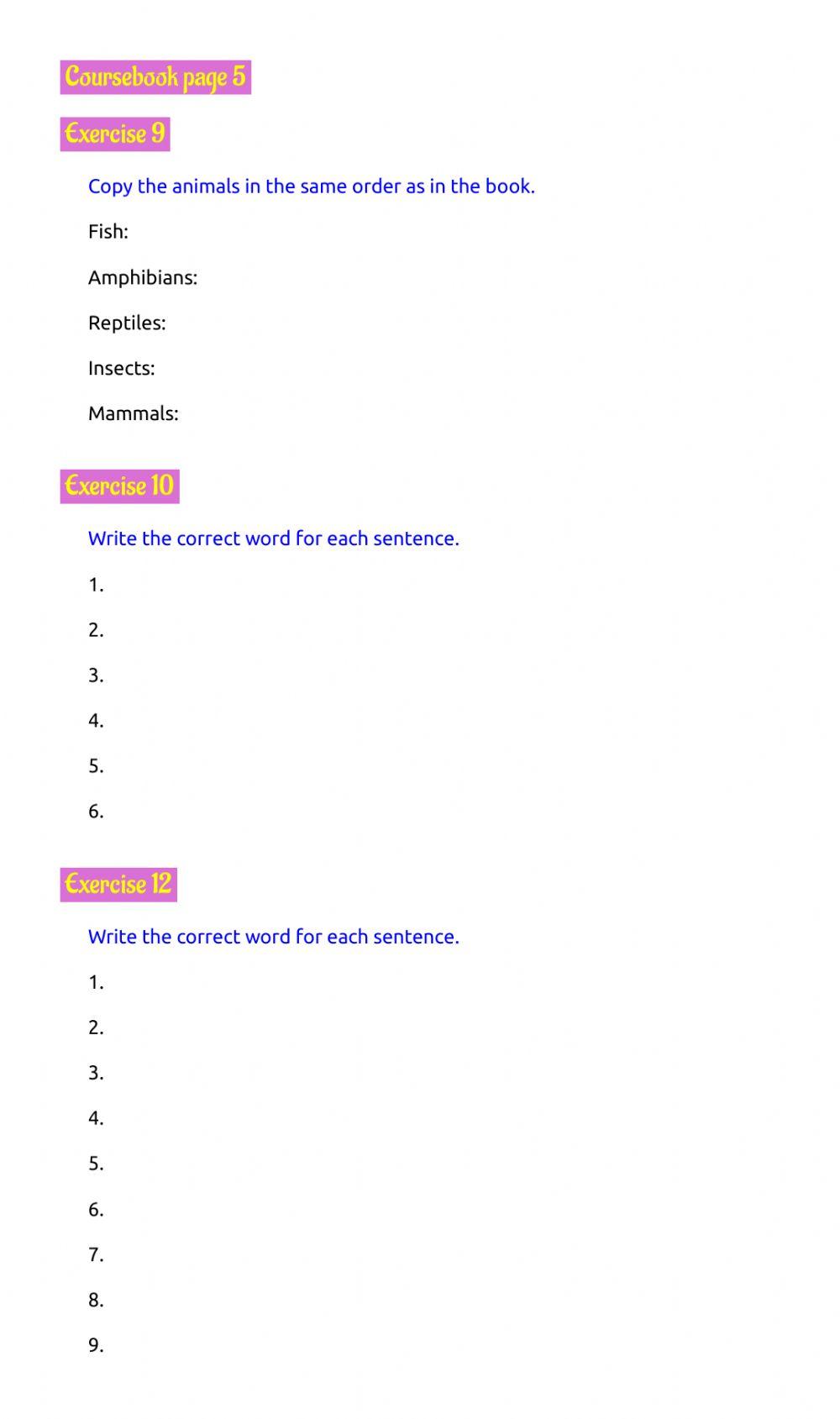 Page 5, exercises 9, 10, 12