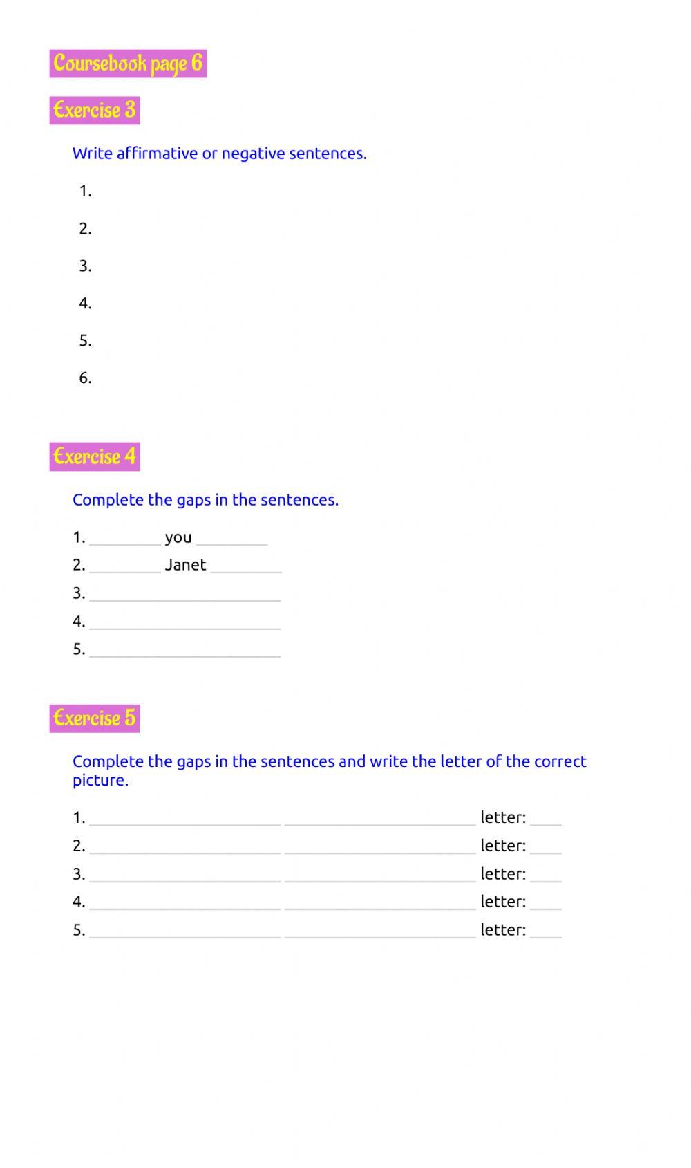 Page 6, exercises 3, 4, 5