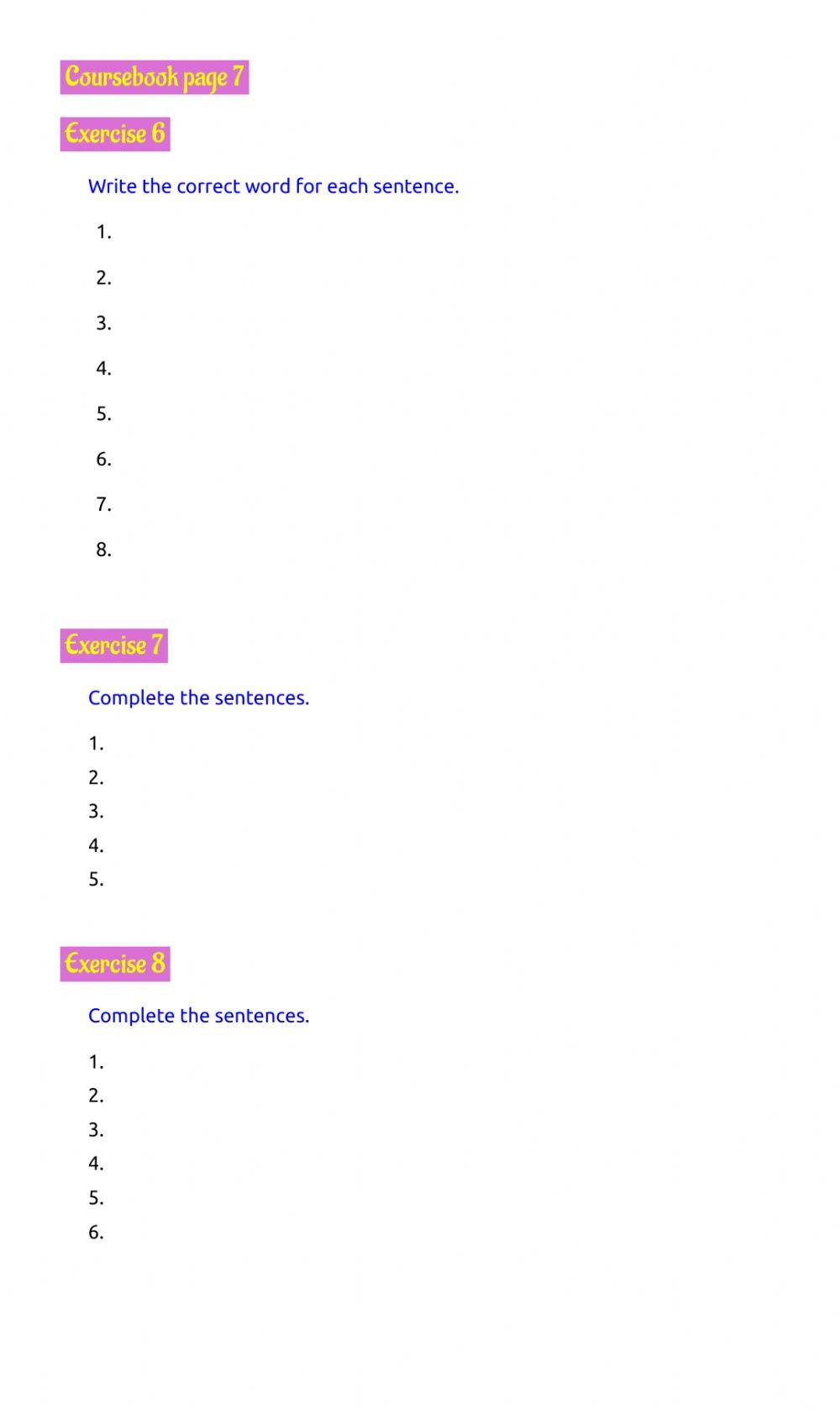 Page 7, exercises 6,7,8