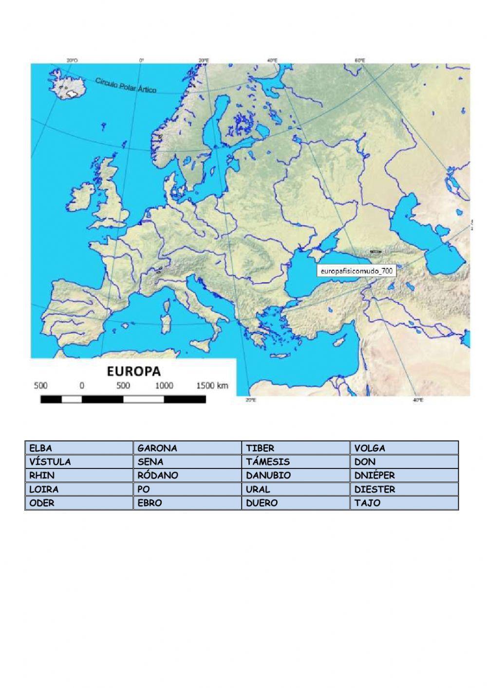 Mapa Europa de Hidrografía