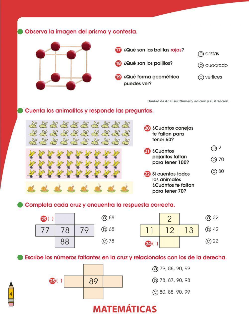 Evaluación 1° trimestral de matemáticas