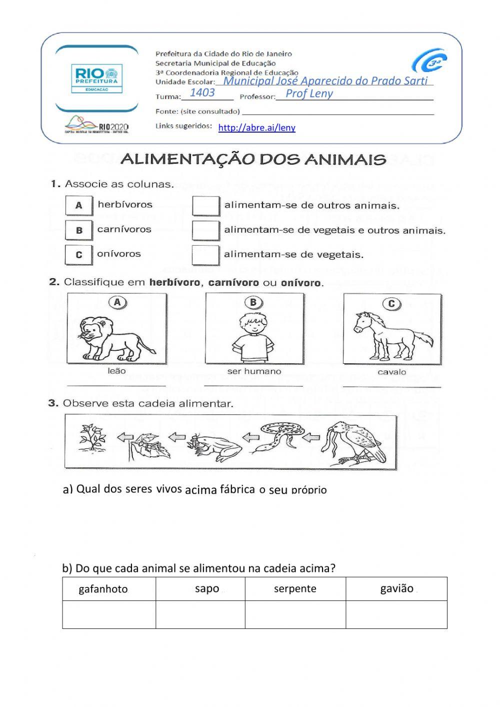 Alimentacao dos animais