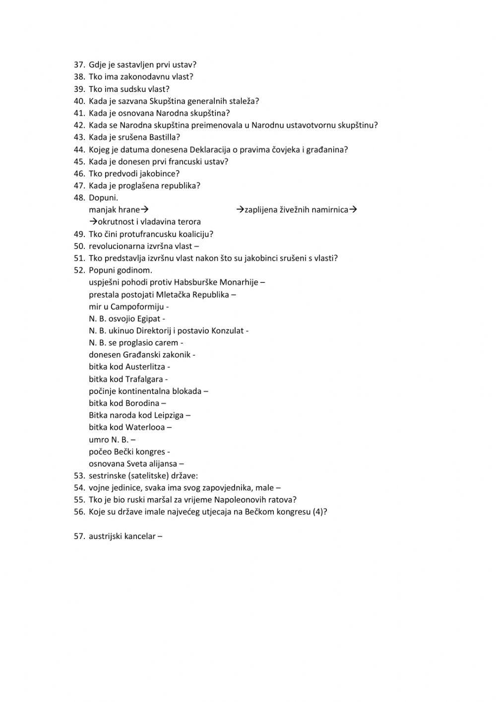 Prosvjetiteljstvo, Francuska revolucija, početci SAD-a, Napoleon Bonaparte, Bečki kongres