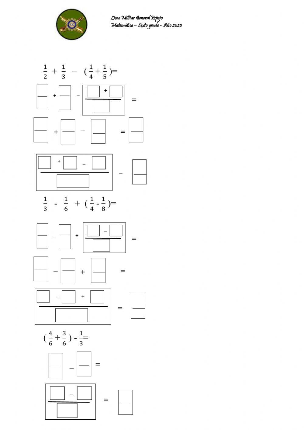Operaciones (suma y resta) con fracciones