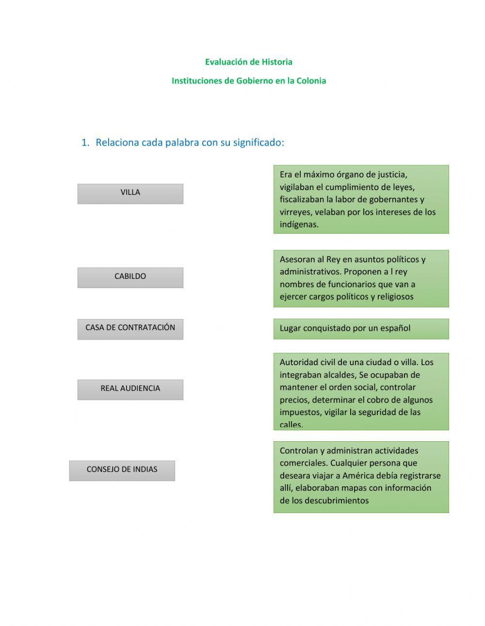 Instituciones de Gobierno en la Colonia