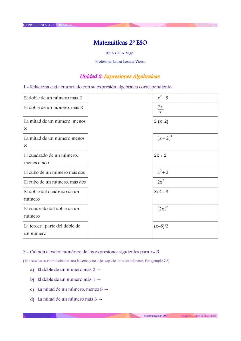 Expresiones Algebraicas