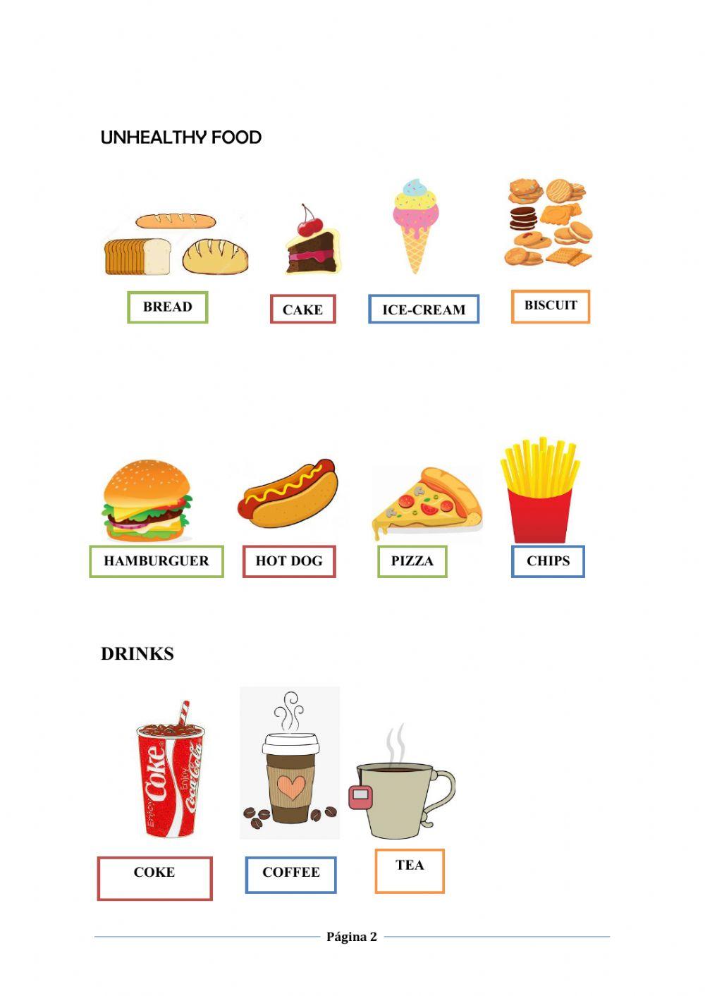 Likes and dislikes Healthy and unhealthy foodsdrinks worksheet Live