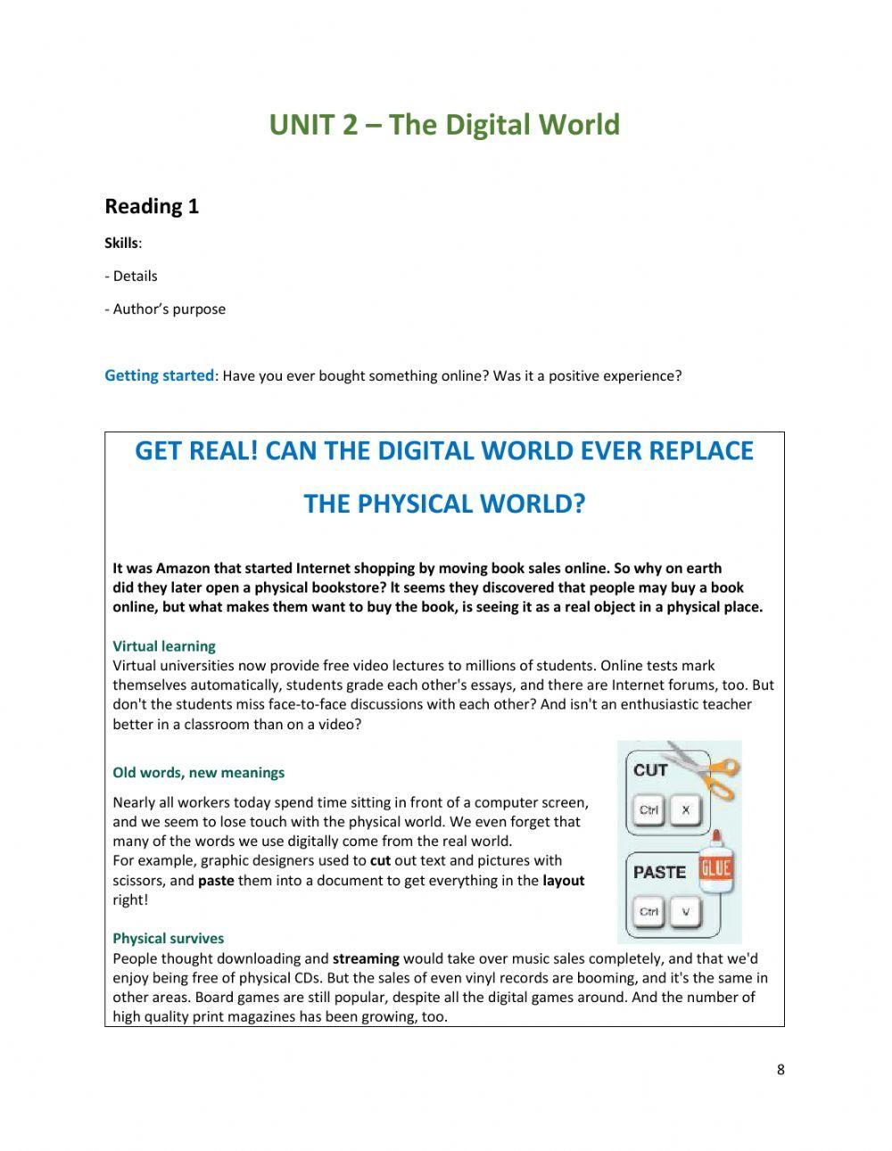 GET REAL! CAN THE DIGITAL WORLD EVER REPLACE THE PHYSICAL WORLD?