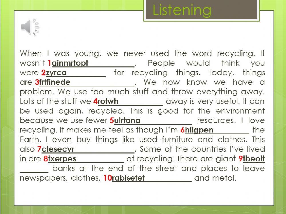 Listening 1BGU Recycling