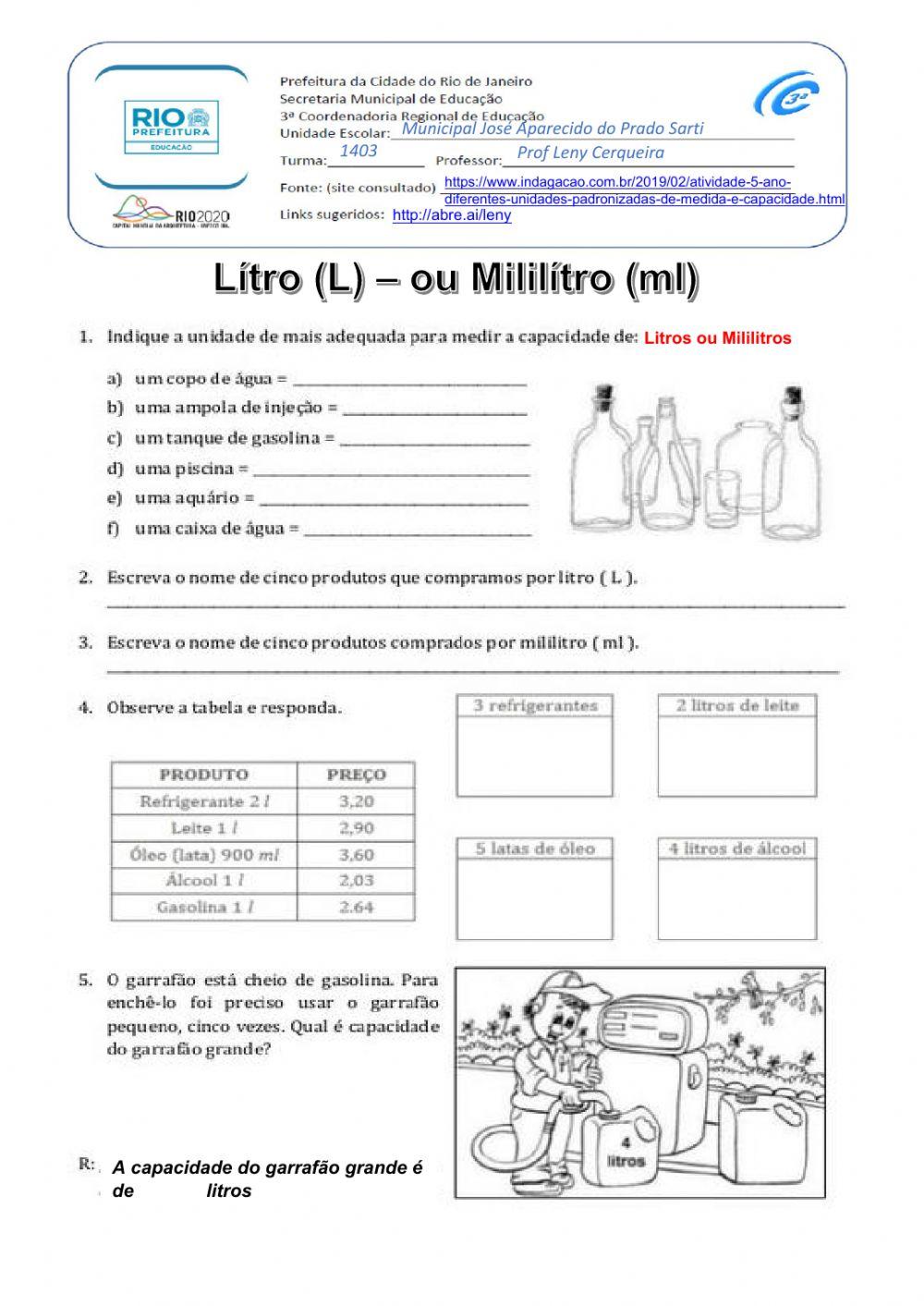 Litros e mililitros