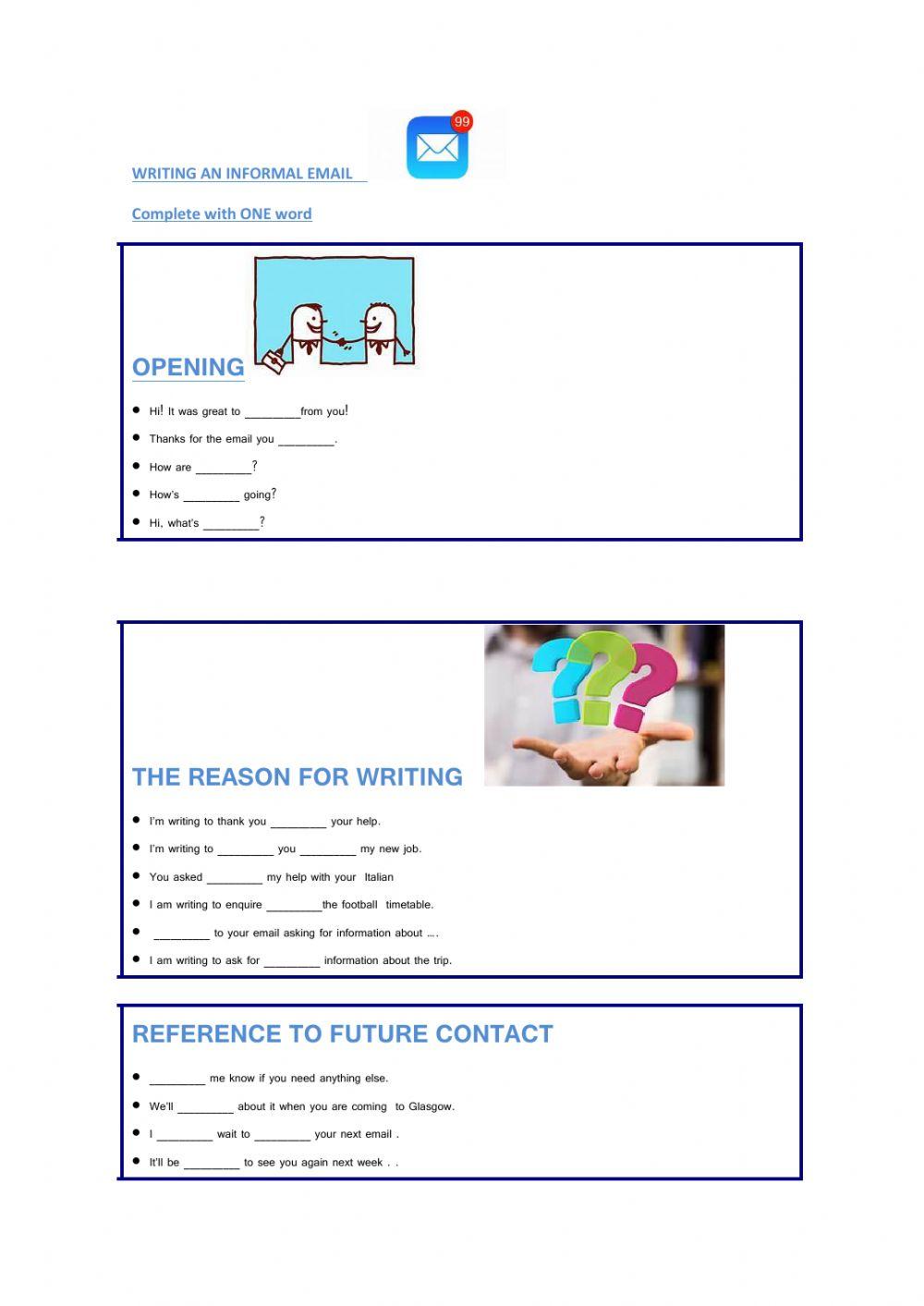 Writing an informal email vocabulary