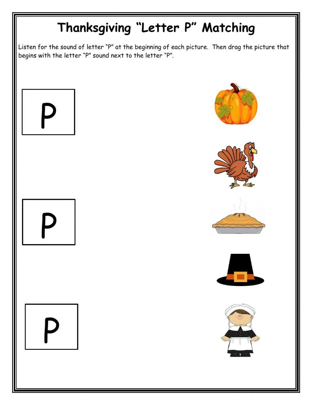 Thanksgiving Letter P Matching Thanksgiving Letter P Matching