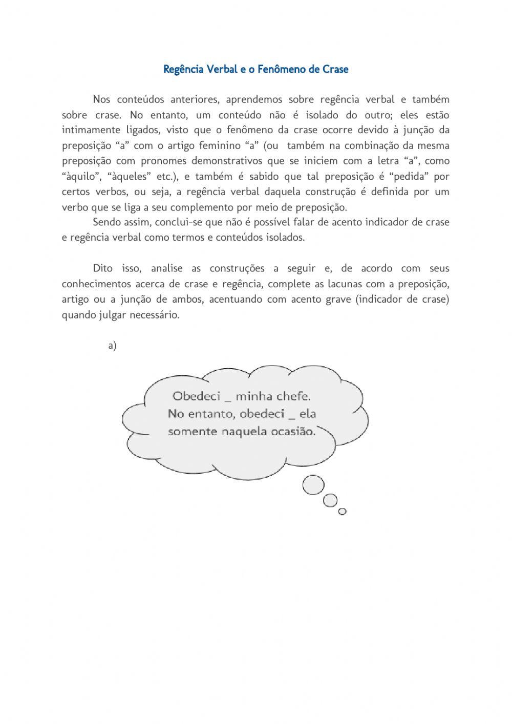 Regência Verbal e Crase