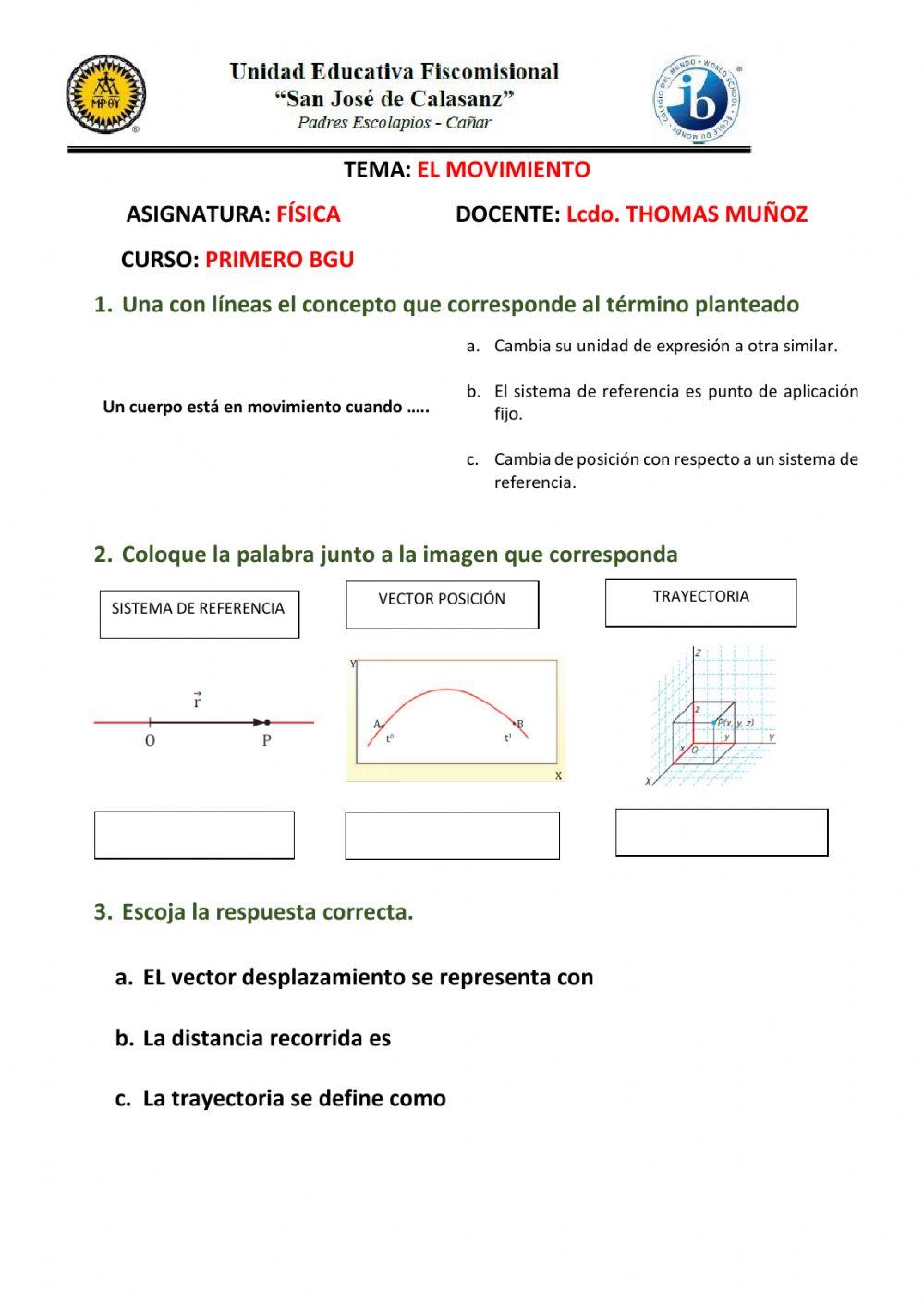 El movimiento, vector posición, trayectoria