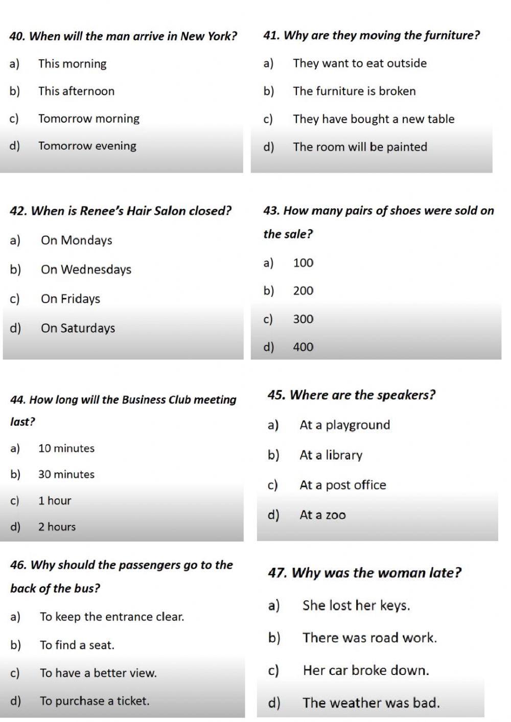 TOEIC BRIDGE PRACTICE TEST