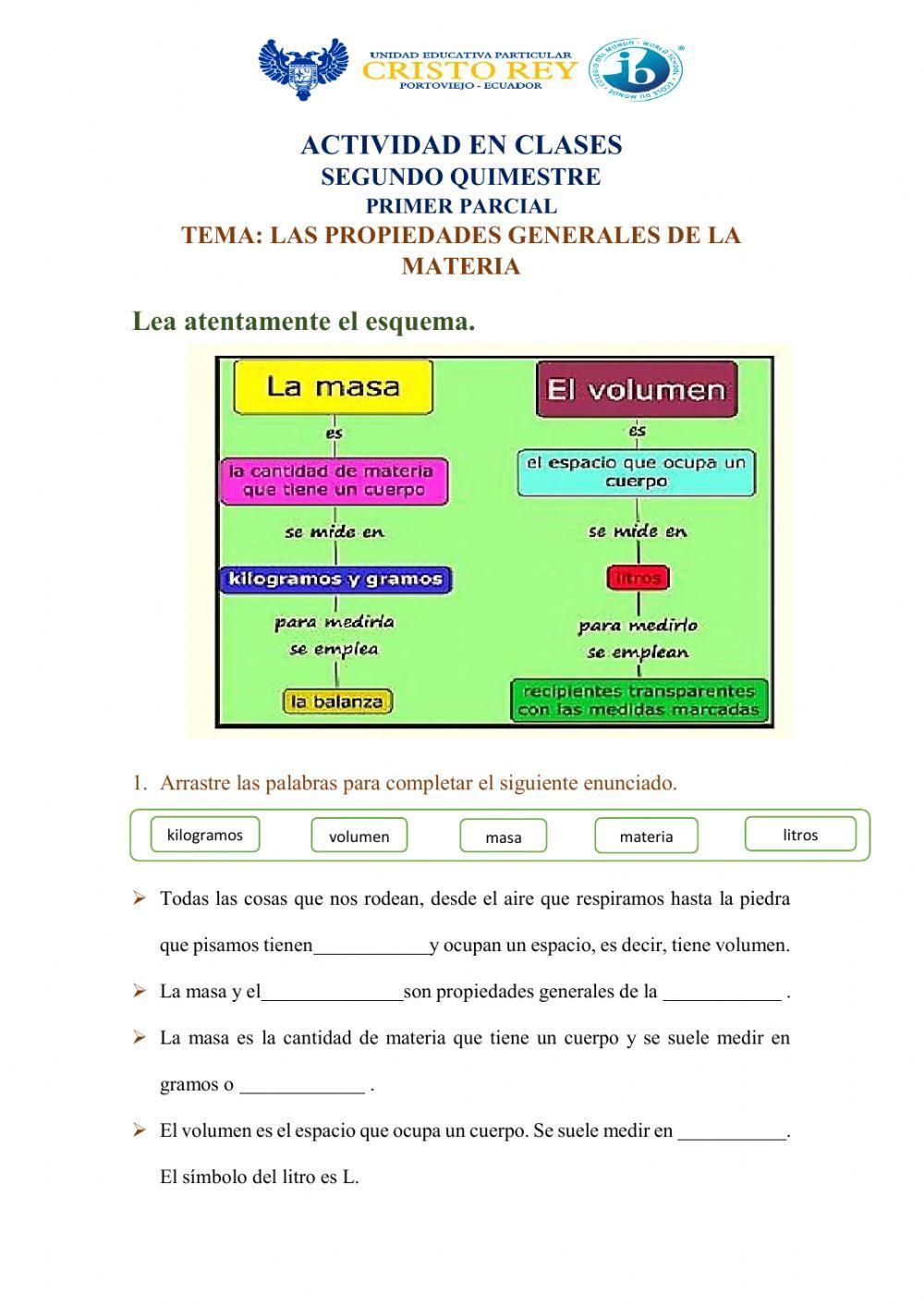 Las propiedades generales de la materia
