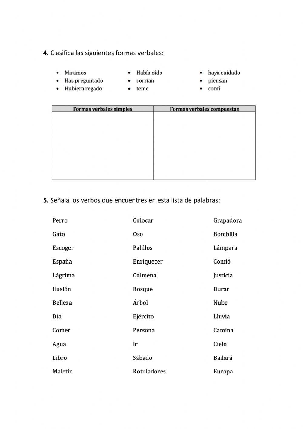 Categorías gramaticales: Los verbos