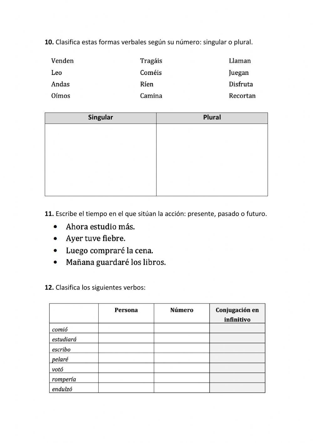 Categorías gramaticales: Los verbos