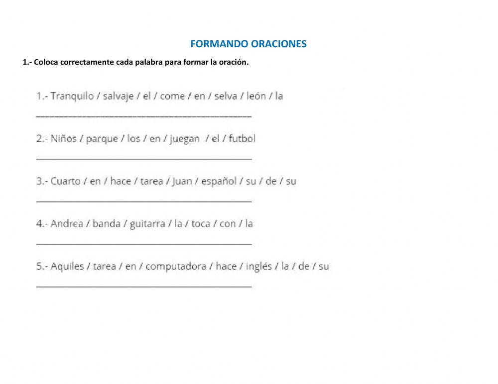 Concepto de oración y clasificación