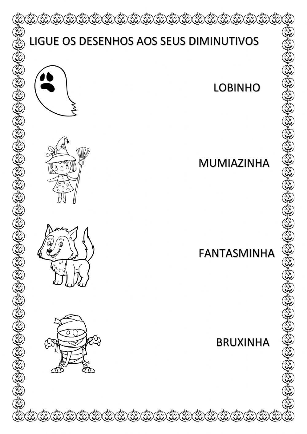 Ligue os diminutivos hallowen