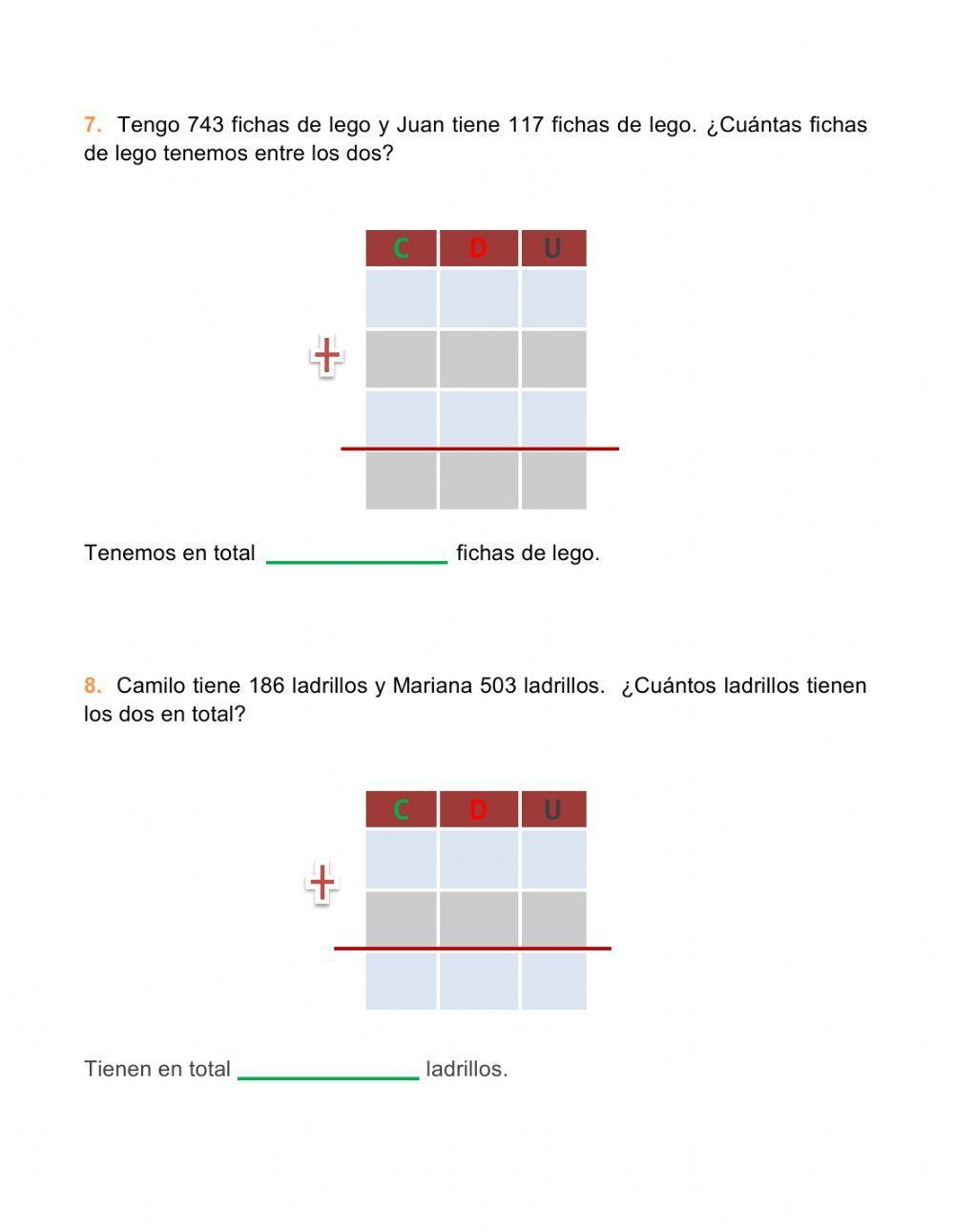 Repaso sumas y restas tres digitos