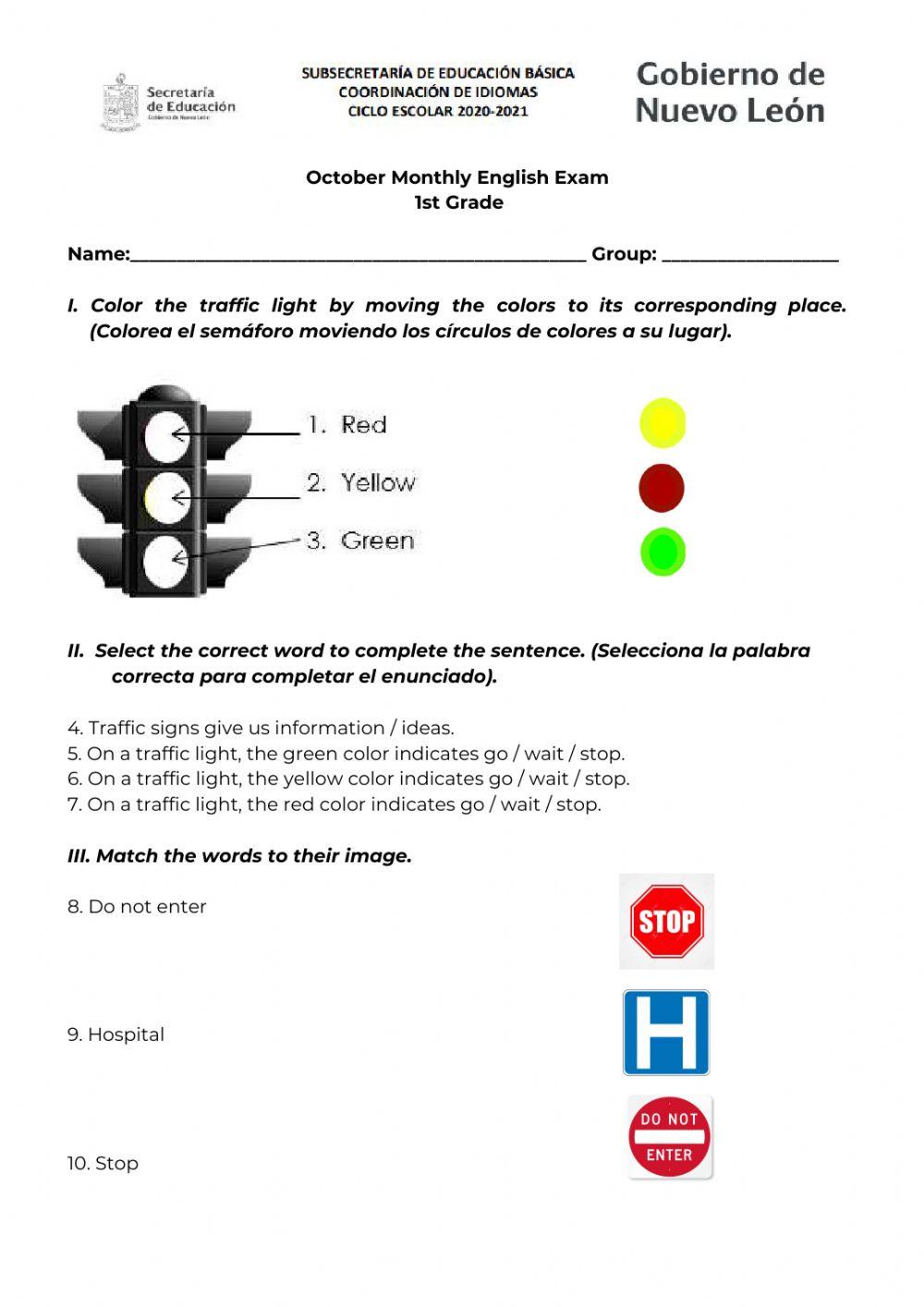 October Quiz - First Grade
