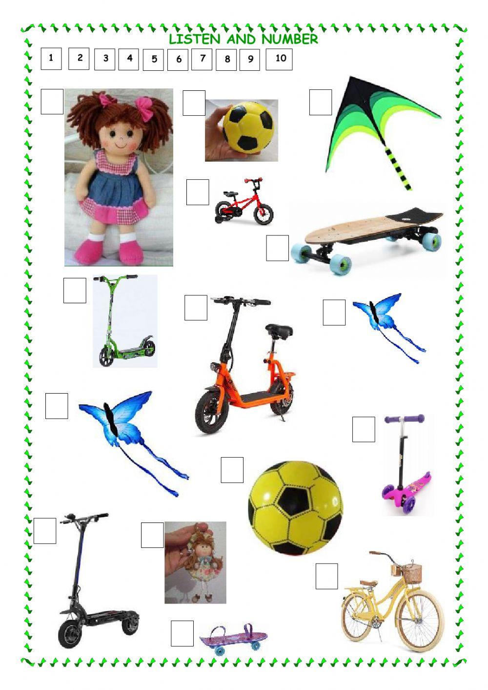 Toys 3: listen and number- big,small worksheet | Live Worksheets