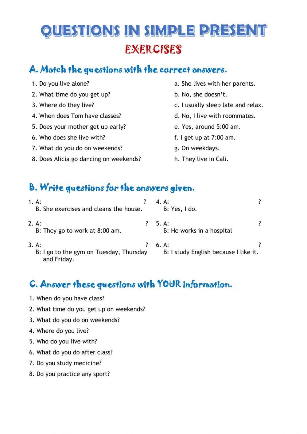 Questions - Simple present