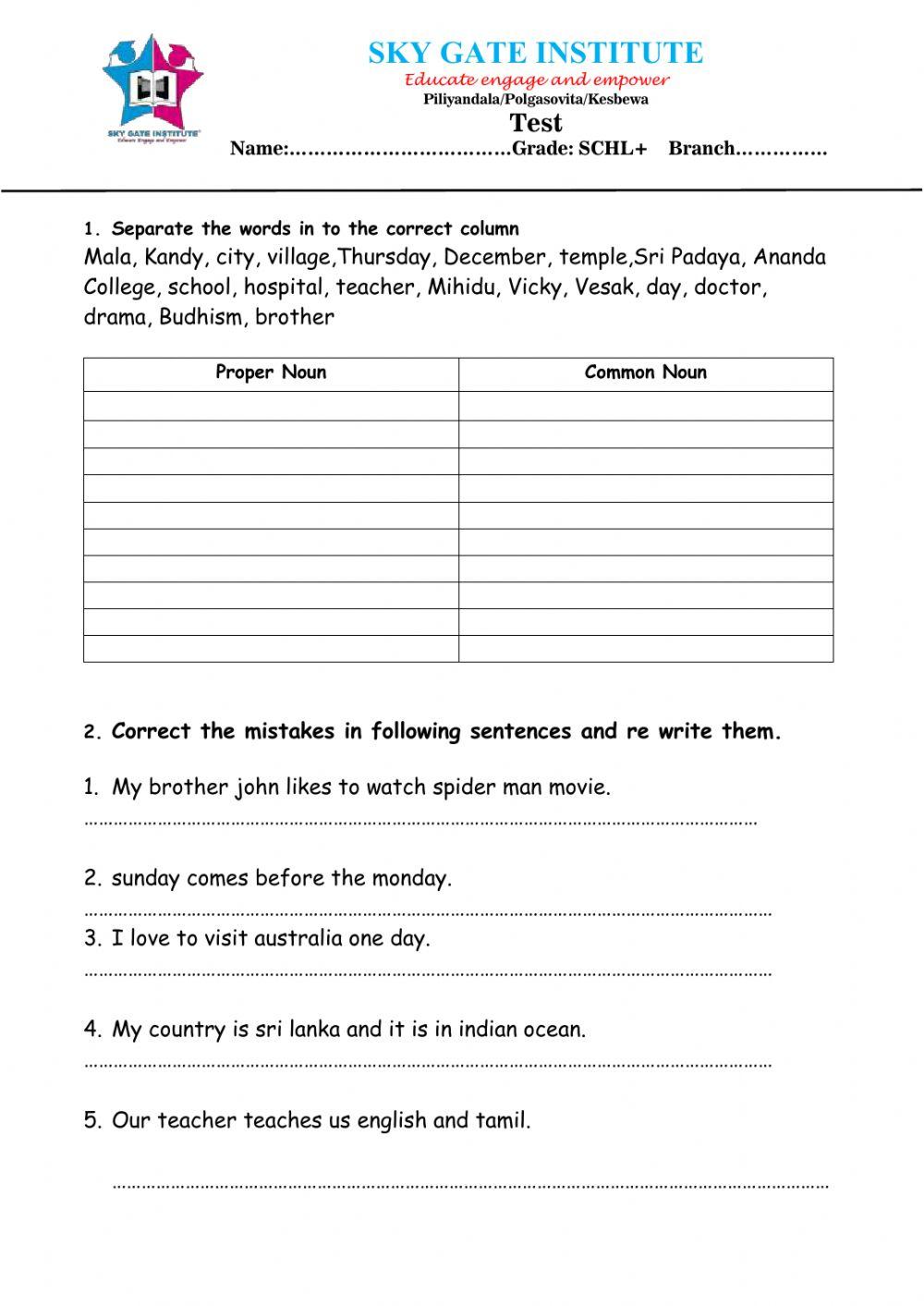 Proper noun and Common noun