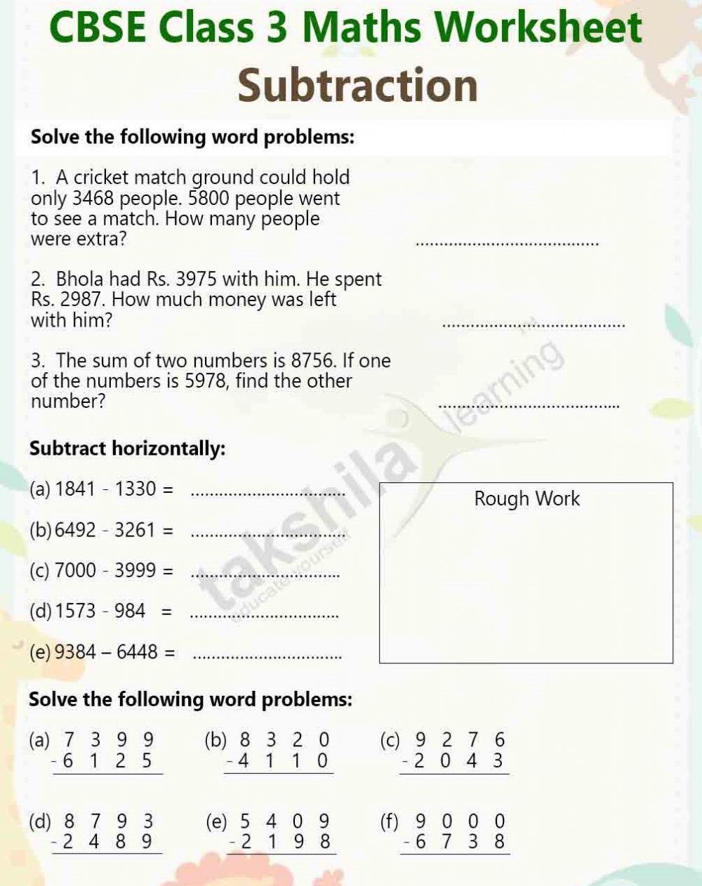 Subtraction worksheet