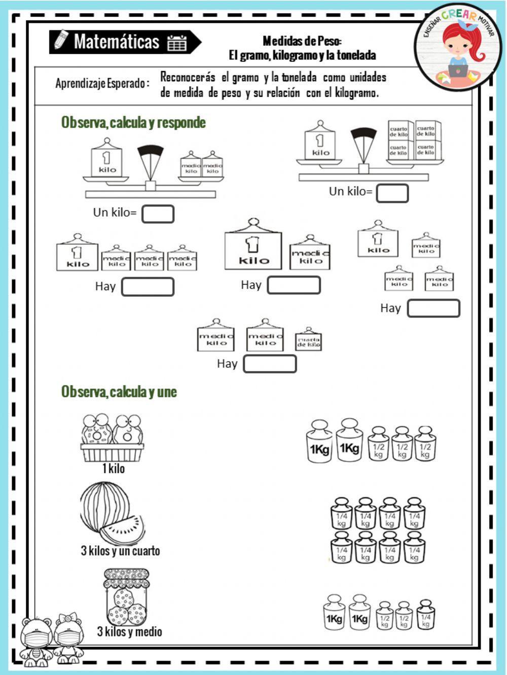 Medidas de Peso: el Gramo y el Kilo