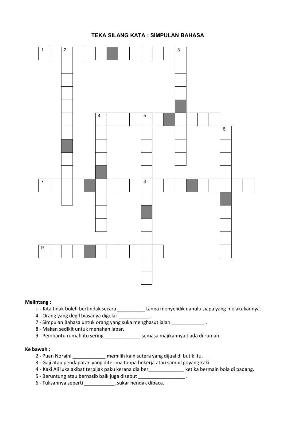 Teka silangkata - simpulan bahasa