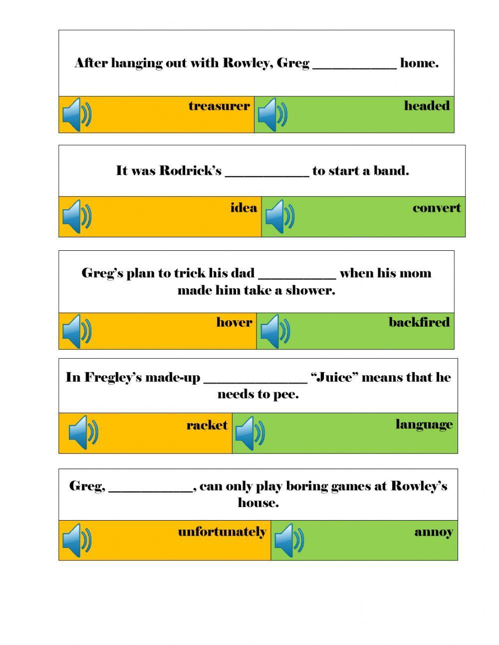 Diary of a Wimpy Kid-  Vocab list (Page 21-30) Day 3